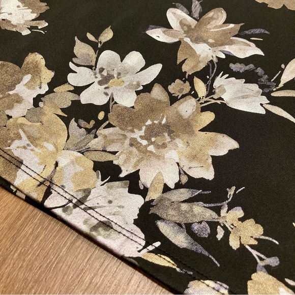 Black Silver and Gold Floral Print Sleeveless Sheath Dress Size Small Metallic - Picture 11 of 16